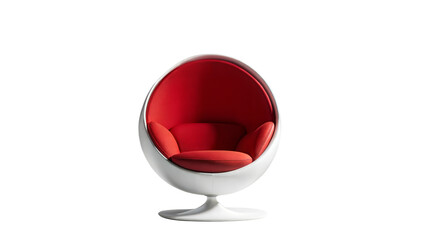 White And Red Egg Chair With Swivel Base