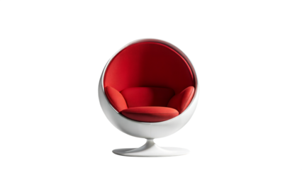 White And Red Egg Chair With Swivel Base