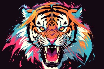 吠える虎の顔クローズアップ,Generative AI AI画像