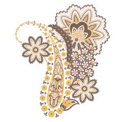 Damask Paisley Floral isolated vector ornament