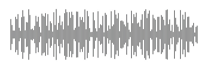 Waves of the equalizer. Vector illustration of music sound on isolated background. Drawing of radio signal painted by black inks. Sketch of musical soundtrack. Etching of voice record. In eps 10.