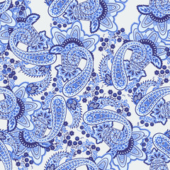 Damask Paisley seamless vector pattern for fabric design. Vintage textile background