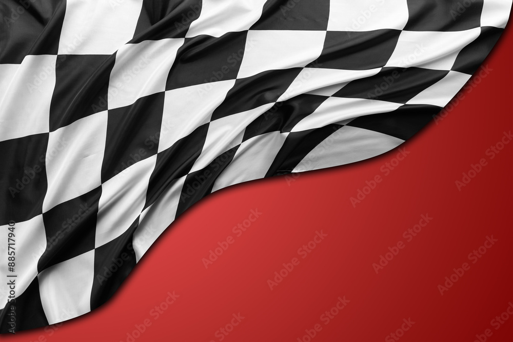 Poster checkered flag on red