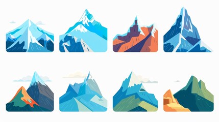 Mountains icons set
