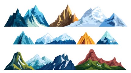 Mountains icons set