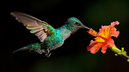 Obraz premium Hummingbird Feeding on Flower