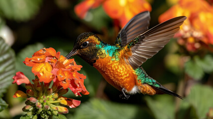 Obraz premium Hummingbird Feeding on a Flower