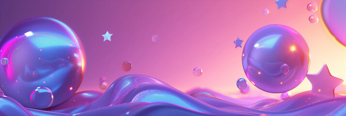 3d glowing swirls and bubbles, holographic wallpaper render, galaxy shimmer background