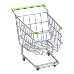 3D Empty Shopping Cart for Wholesale, Retail, Shipping, and Logistics with Transparent Background

