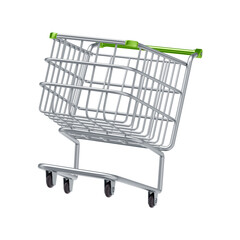 3D Empty Shopping Cart for Wholesale, Retail, Shipping, and Logistics with Transparent Background

