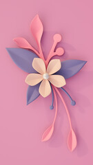 3d paper flowers. 3d rendering illustration not AI