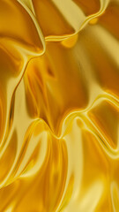 Abstract golden liquid. A golden wave in the background. The texture of gold. Lava, nougat, caramel, amber, honey, and oi. 3d rendering illustration not AI