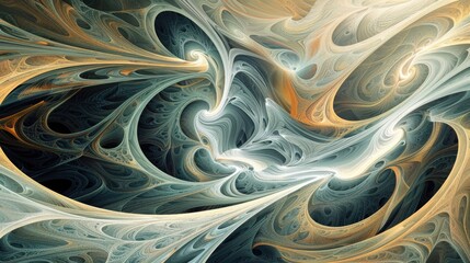 An intricate panorama of abstract waves and organic shapes, with smooth lines and a vibrant color scheme, creating a captivating wallpaper.