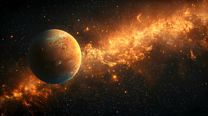 Obraz premium A solar planet shown in a detailed vector graphic for scientific education