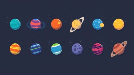 Naklejka premium Planets set
