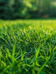 Fototapeta premium A close-up shot of lush green grass with blades of different lengths and textures