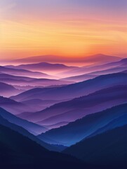Obraz premium A minimalist mountain landscape at sunset