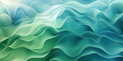 Obraz premium Abstract flowing teal green wavy lines art concept
