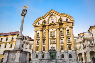 Ursuline Holy Trinity church on Congress square in Ljubljana