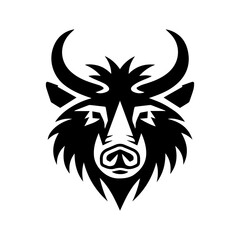 Boar icon or modern line symbol. Vector line art and icon design with bold outline. Black and white Pixel Perfect minimalistic symbol isolated white background. Silhouette simple thin sign