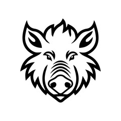 Boar icon or modern line symbol. Vector line art and icon design with bold outline. Black and white Pixel Perfect minimalistic symbol isolated white background. Silhouette simple thin sign