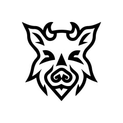 Boar icon or modern line symbol. Vector line art and icon design with bold outline. Black and white Pixel Perfect minimalistic symbol isolated white background. Silhouette simple thin sign
