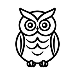 Owl icon or modern line symbol. Vector line art and icon design with bold outline. Black and white Pixel Perfect minimalistic symbol isolated white background. Silhouette simple thin sign