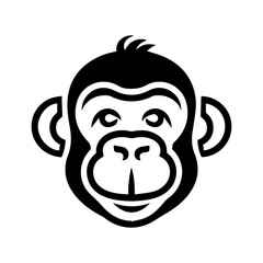 Monkey icon or modern line symbol. Vector line art and icon design with bold outline. Black and white Pixel Perfect minimalistic symbol isolated white background. Silhouette simple thin sign