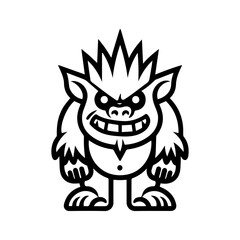 troll icon or modern line symbol. Vector line art and icon design with bold outline. Black and white Pixel Perfect minimalistic symbol isolated white background. Silhouette simple thin sign