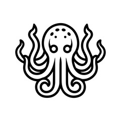 Kraken icon or modern line symbol. Vector line art and icon design with bold outline. Black and white Pixel Perfect minimalistic symbol isolated white background. Silhouette simple thin sign