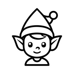 Elf icon or modern line symbol. Vector line art and icon design with bold outline. Black and white Pixel Perfect minimalistic symbol isolated white background. Silhouette simple thin sign