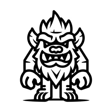 recommend clip art: troll icon or modern line symbol. Vector line art and icon design with bold outline. Black and white Pixel Perfect minimalistic symbol isolated white background. Silhouette simple thin sign