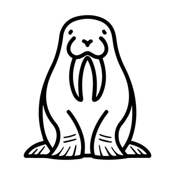 recommend clip art: Walrus icon or modern line symbol. Vector line art and icon design with bold outline. Black and white Pixel Perfect minimalistic symbol isolated white background. Silhouette simple thin sign