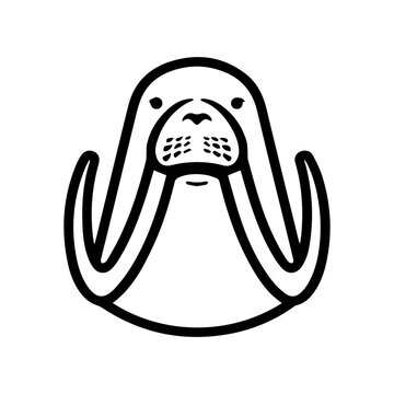 recommend clip art: Walrus icon or modern line symbol. Vector line art and icon design with bold outline. Black and white Pixel Perfect minimalistic symbol isolated white background. Silhouette simple thin sign