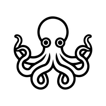 recommend clip art: Kraken icon or modern line symbol. Vector line art and icon design with bold outline. Black and white Pixel Perfect minimalistic symbol isolated white background. Silhouette simple thin sign