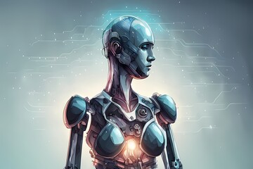 Naklejka premium Robot AI Acting as a Personal Trainer