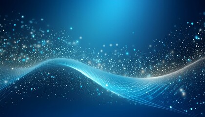 Abstract sparkling particles on a blue gradient background