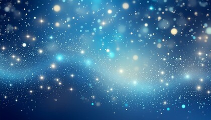 Abstract sparkling particles on a blue gradient background