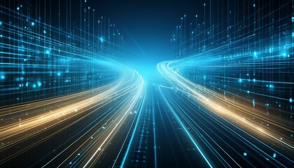 Abstract technology background of high speed global data transfer, ultra fast broadband and connection, digital cyber tech motion