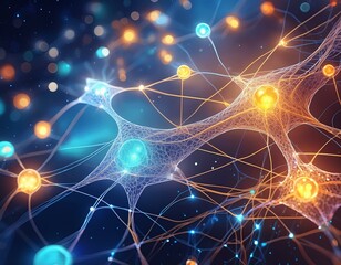 Neural network brain cells synapse activity digital illustration