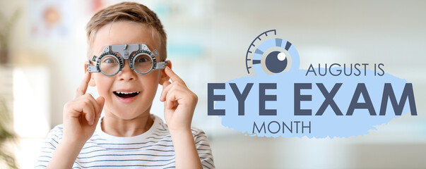 Little boy undergoing eye test in clinic