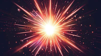 Sparking starburst, radiant fireworks with dazzling effects, flat design illustration