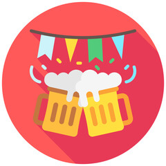 Beer Festival rounded multi color icon, related to oktoberfest, German traditional theme. use for UI or UX kit, app and web development.