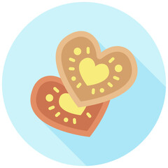 Gingerbread rounded multi color icon, related to oktoberfest, German traditional theme. use for UI or UX kit, app and web development.