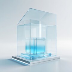 Glass Box Containing Blue Liquid