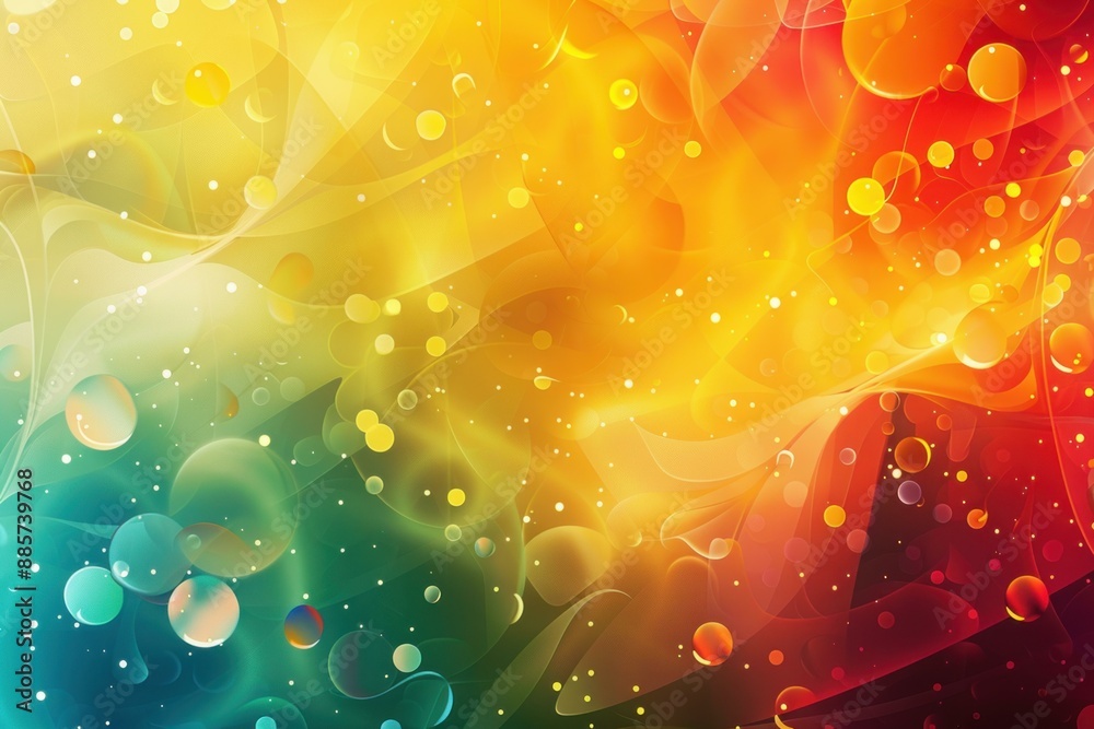 Poster bright, multicolored abstract background with smooth gradients and floating bubble elements