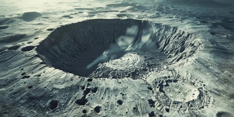 A large crater in the middle of a desert landscape