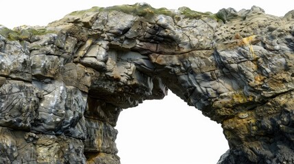 A natural rock formation with a hole in the center, suitable for use in travel or landscape photography contexts