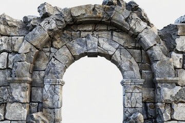 A stone arch with a bird perched on top, perfect for use in architecture or nature scenes