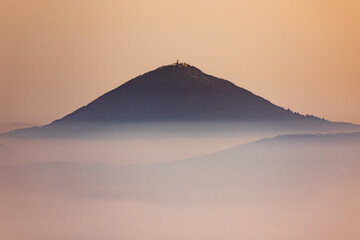 Foggy morning in České Středohoří, Czech Republic
